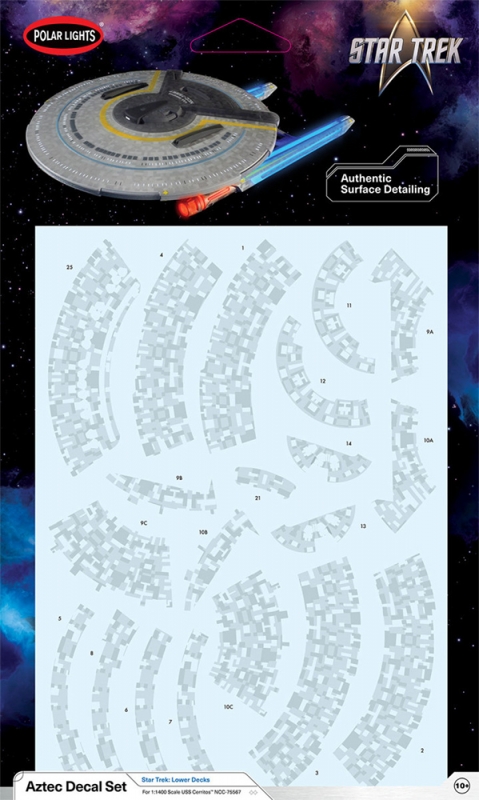 Star Trek Lower Decks U.S.S. Cerritos Aztec Decal Set for 1/1400 Scale Model Kit - Click Image to Close