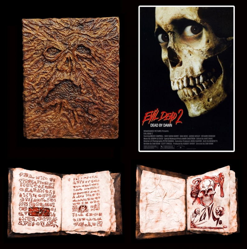 Evil Dead Rise, Necronomicon, Book of the Dead aged printed book pages