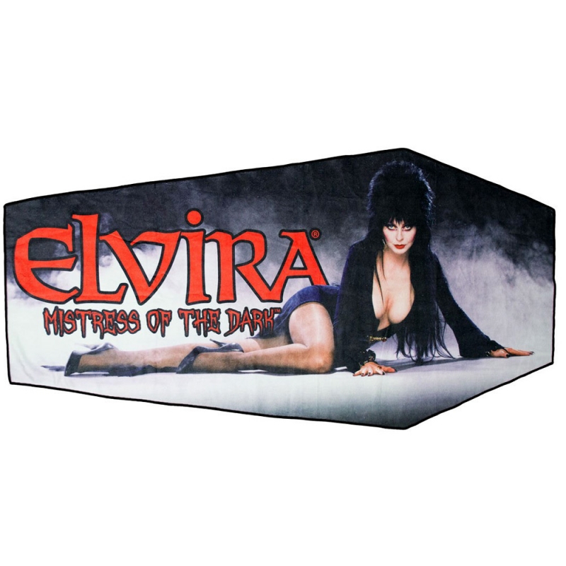 Giant Elvira Classic Red Logo Coffin Beach Towel - Nuclear Waste