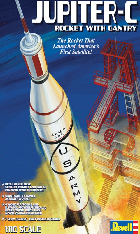 Jupiter C US Army Rocket w/Gantry 1/110 Scale Model Kit by Revell Germany - Click Image to Close