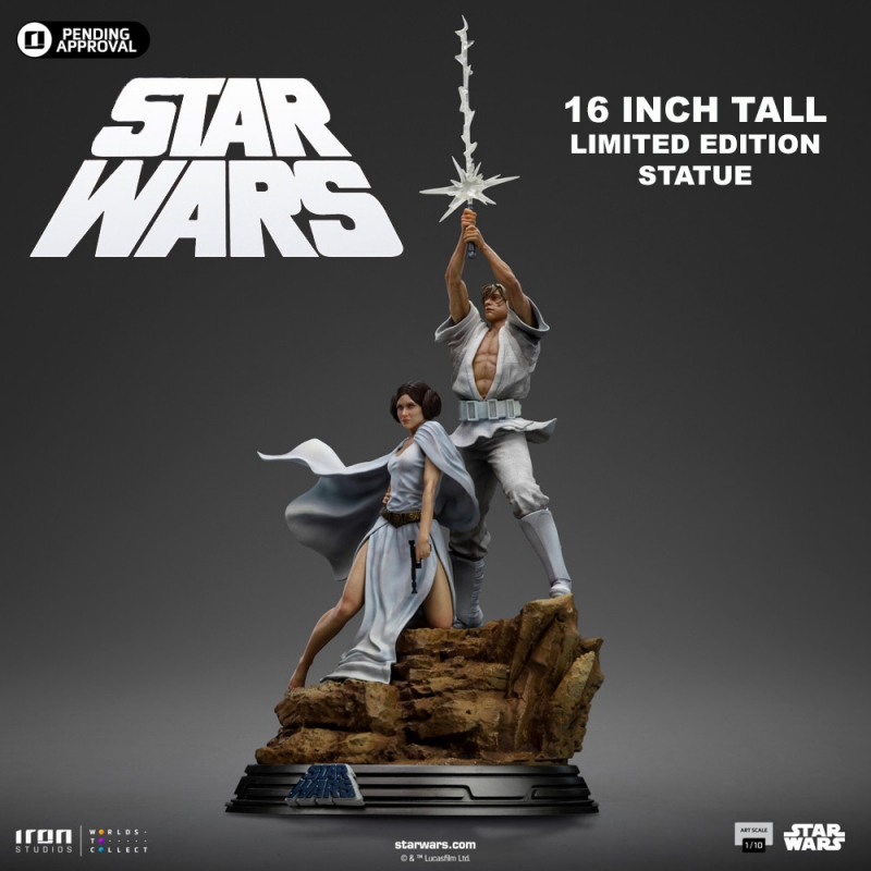 Star Wars 16 Inch Tall 1/10 Scale Classic Movie Poster Luke and Leia Deluxe Statue - Click Image to Close