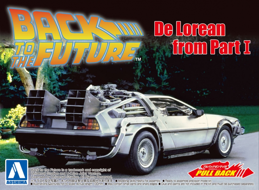 Back to the Future Part I 1/43 Scale Pull-Back DeLorean Time Machine Model Kit by Aoshima - Click Image to Close