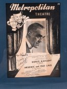 Boris Karloff Metropolitan Theatre Framed & Matted Signed Autograph