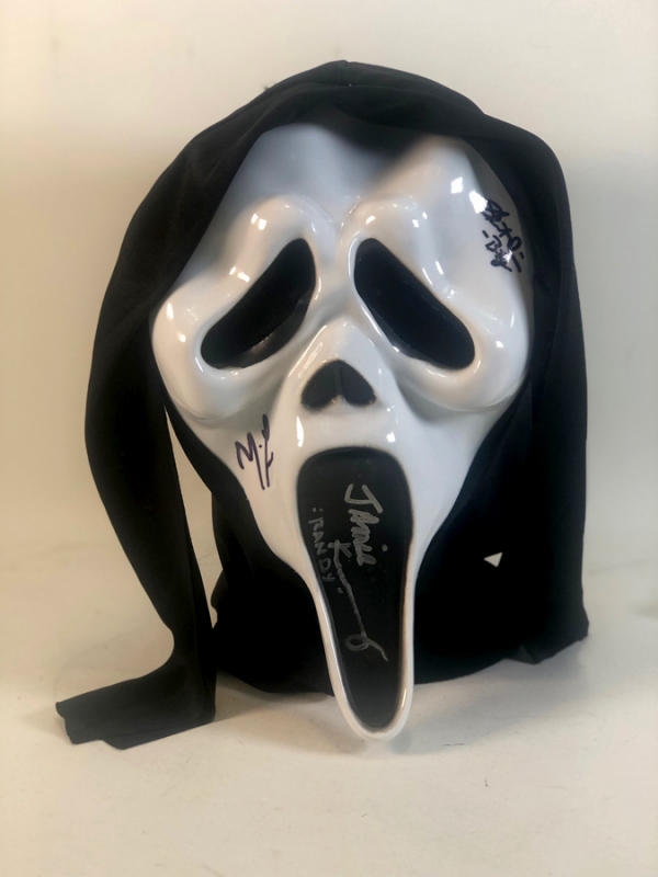 Scream Ghostface Mask Triple Signed by Actors - Click Image to Close