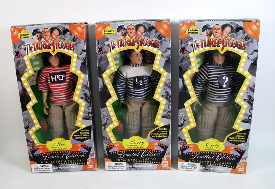 Three Stooges Three Little Pigskins 1/6 Scale Figure Set Moe, Larry and Curly - Click Image to Close