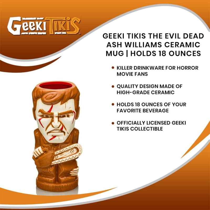 Evil Dead Ash Williams 18-Ounce Geeki Tiki Mug Bruce Campbell - Click Image to Close
