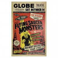 Flying Saucer Monsters Poster - Orange