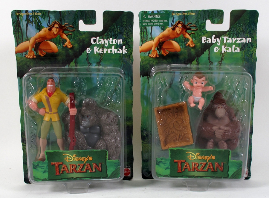 Disney Tarzan Baby Tarzan & Kala and Clayton & Kerchak Figure Sets by Mattel - Click Image to Close