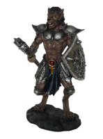 Wolfman Warrior with Club Hand Painted Resin Statue