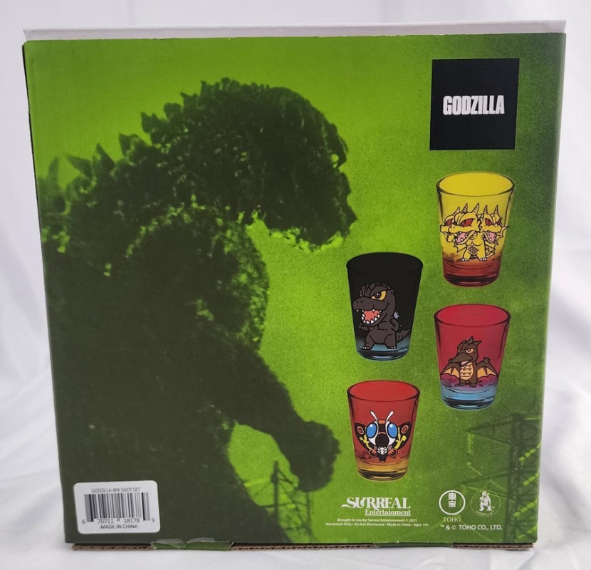 Godzilla Chibi 4 Piece Shot Glass Set Mothra Ghidorah Rodan - Click Image to Close
