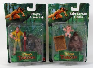 Disney Tarzan Baby Tarzan & Kala and Clayton & Kerchak Figure Sets by Mattel