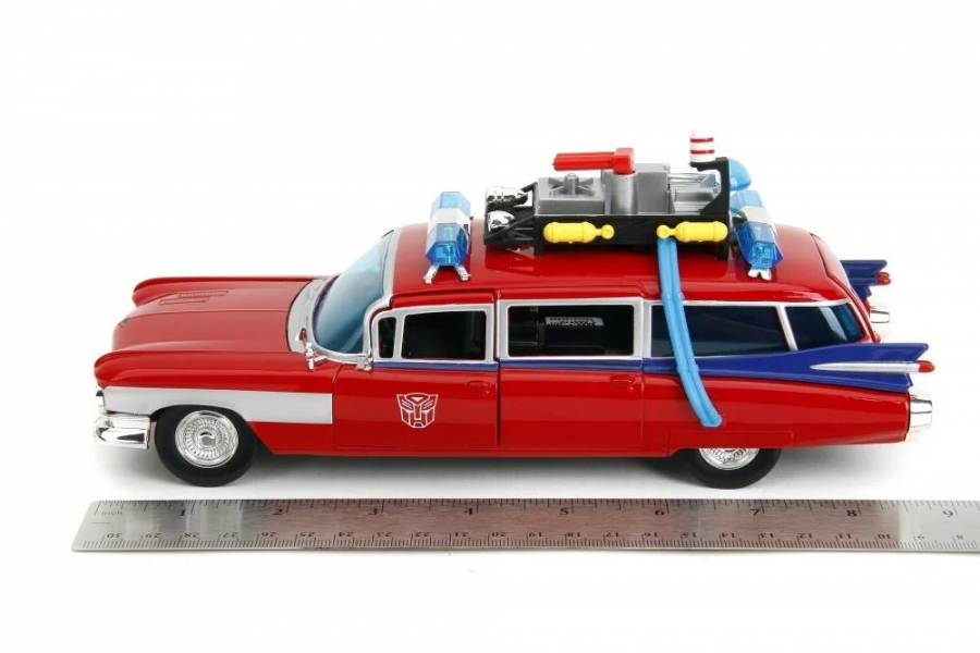 Ghostbusters Transformers Hollywood Rides Ecto-1 Optimus Prime Edition 1/24 Scale Vehicle - Click Image to Close