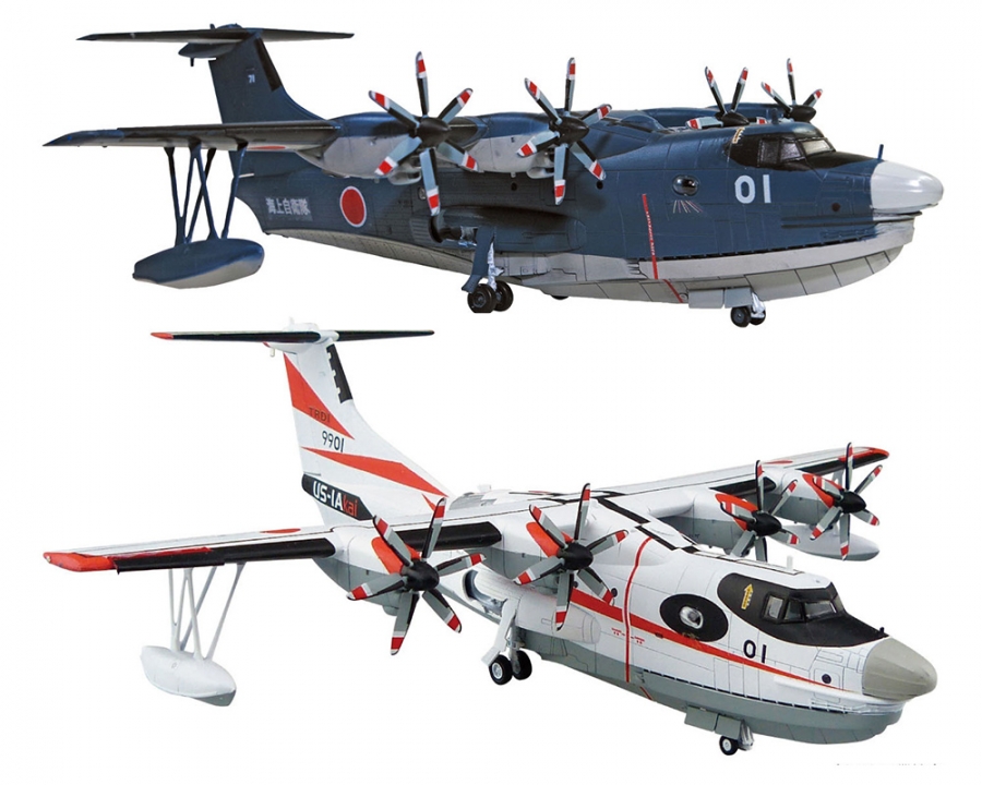 Flying Boat JMSDF Rescue US-2 1/144 Scale Model Kit by Aoshima Japan - Click Image to Close