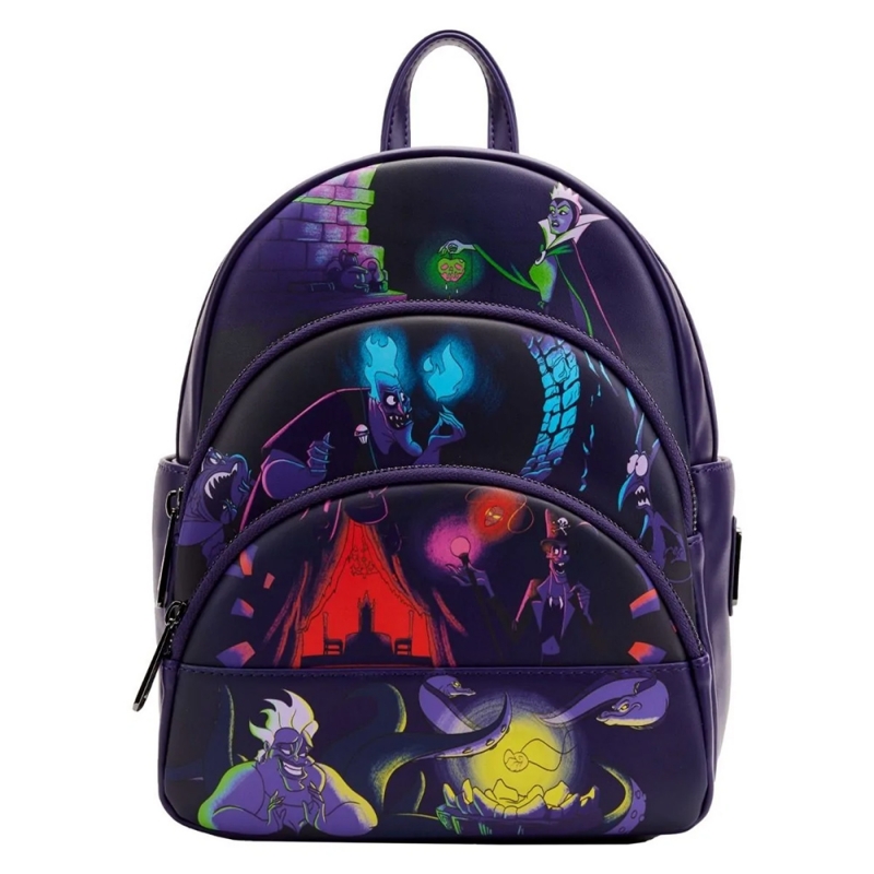 Disney Villians Triple Pocket Glow In The Dark Loungefly Mini Backpack - Click Image to Close