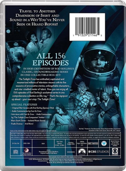 Twilight Zone Complete Series Blu-Ray Rod Serling Twilight Zone