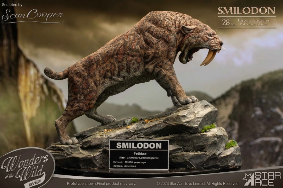 Wonders of the Wild Smilodon 28CM Polyresin Statue by Star Ace - Click Image to Close