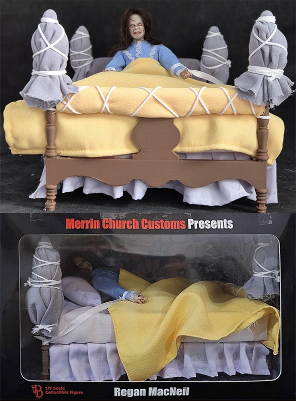 Exorcist Regan MacNeil 8 Inch Retro Style Deluxe Figure with Bed - Click Image to Close