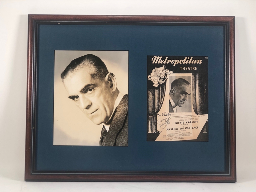 Boris Karloff Metropolitan Theatre Framed & Matted Signed Autograph - Click Image to Close