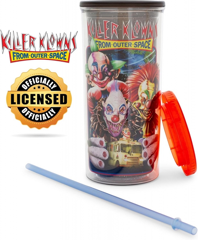 Killer Klowns From Outer Space Carnival Cup With Lid Double-Walled Travel Tumbler - Click Image to Close