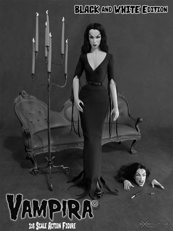 Vampira Monochrome Version 1/6 Scale Figure with Couch Black & White - Click Image to Close