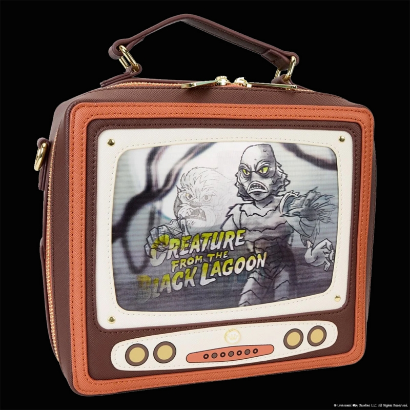 Universal Monsters Vintage TV Triple Lenticular Crossbody Bag Creature, Frankenstein and Wolfman - Click Image to Close