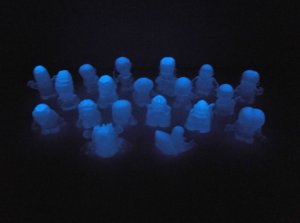 Mini Monsters 19-piece BLUE GLOW-IN-THE-DARK Resin Gumball Set