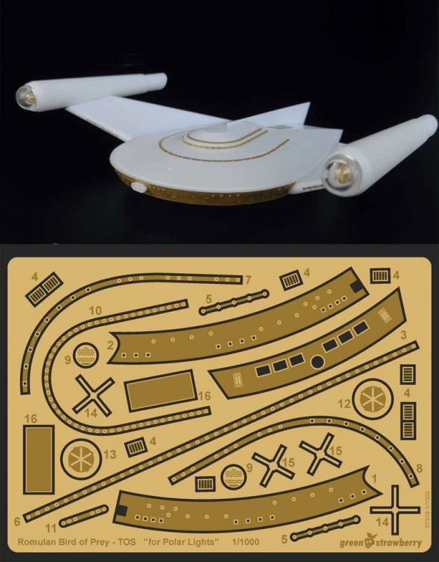 Star Trek Romulan Bird of Prey 1/1000 Scale Photoetch Detail Set by Green Strawberry - Click Image to Close
