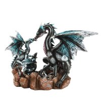 Dragon Family Hand Painted Resin Statue
