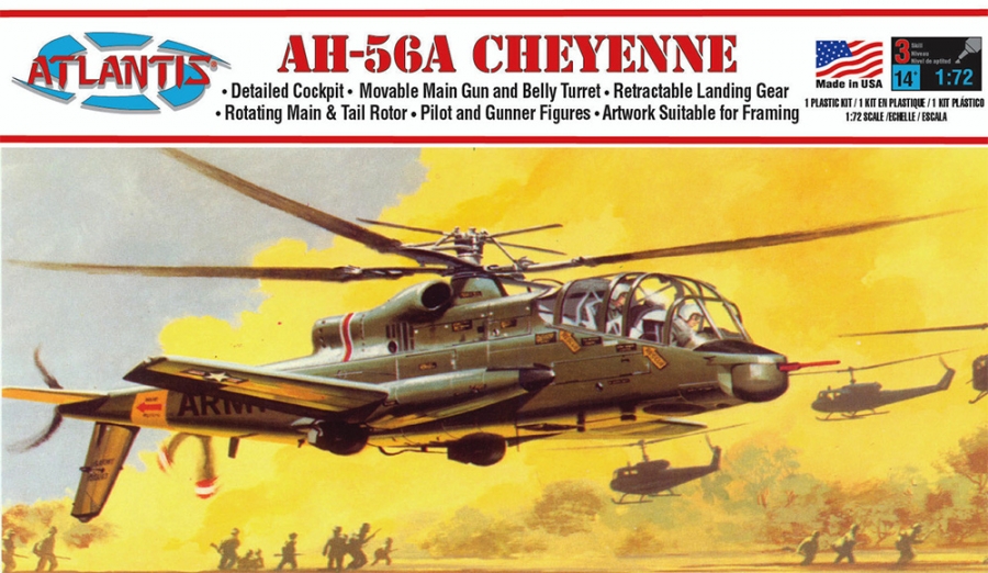 U.S Army AH-56A Cheyenne Helicopter 1/72 Scale Plastic Model Kit by Atlantis - Click Image to Close