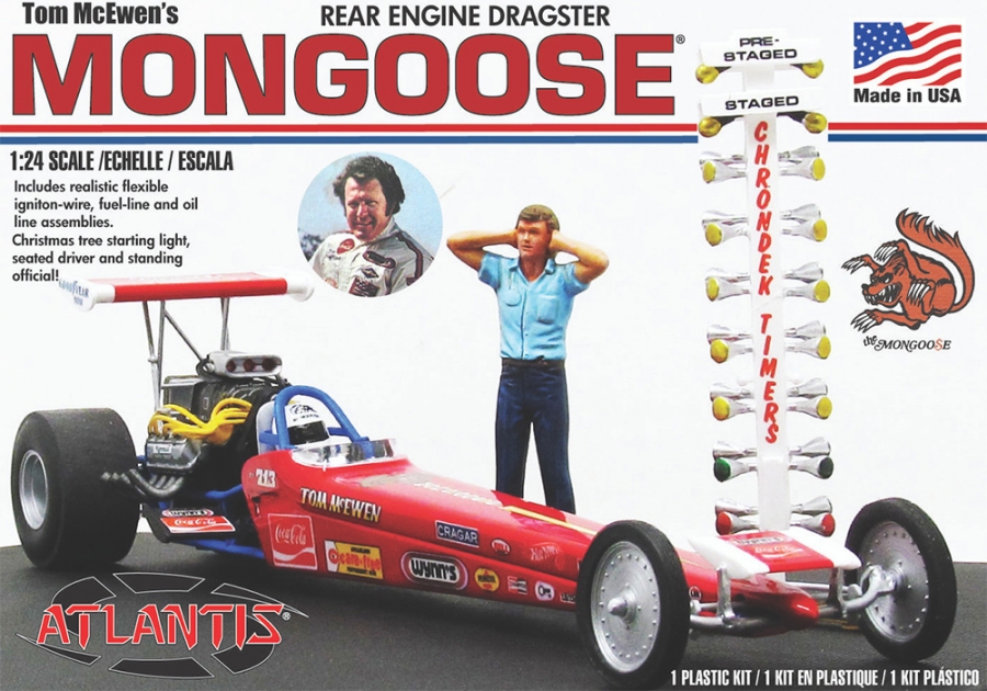 Tom "Mongoose" McEwen Rear Engine Dragster 1/24 Scale Model Kit - Click Image to Close