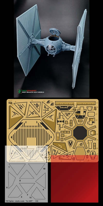 Star Wars TIE Fighter 1/32 Scale Photoetch Detail Set for AMT Model Kit - Click Image to Close