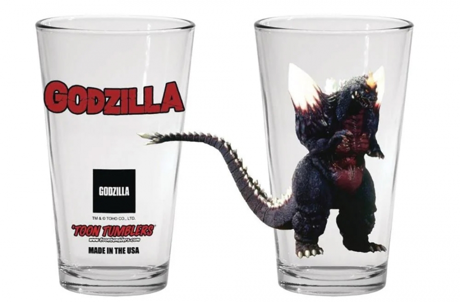 Godzilla Space Godzilla Toon Tumbler Pint Glass - Click Image to Close