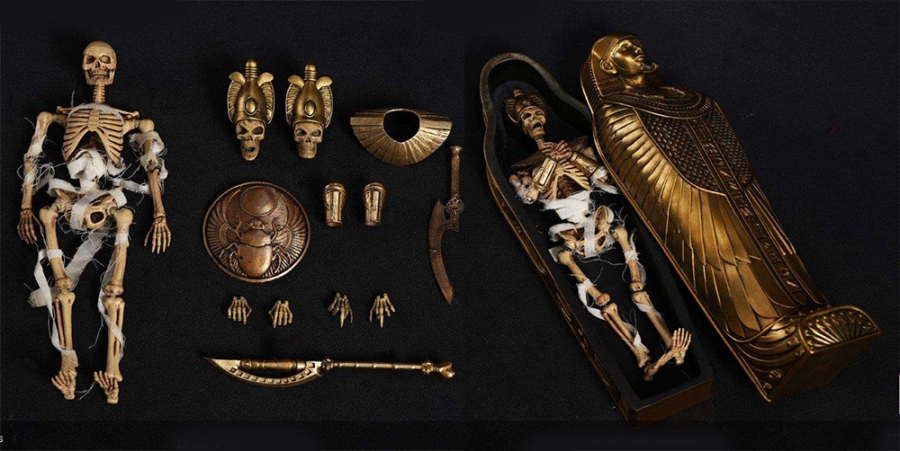 Egyptian Mummy Skeleton with Sarcophagus 1/12 Scale Figure - Click Image to Close