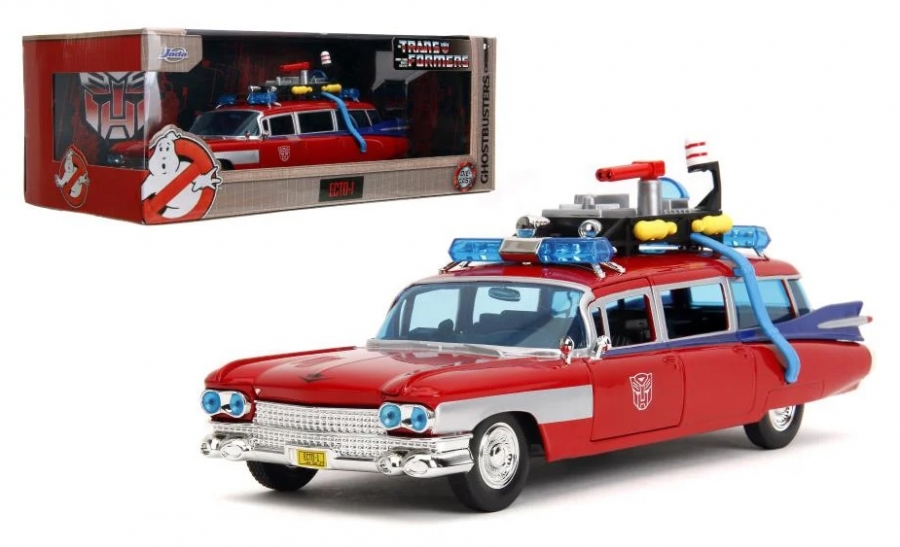 Ghostbusters Transformers Hollywood Rides Ecto-1 Optimus Prime Edition 1/24 Scale Vehicle - Click Image to Close