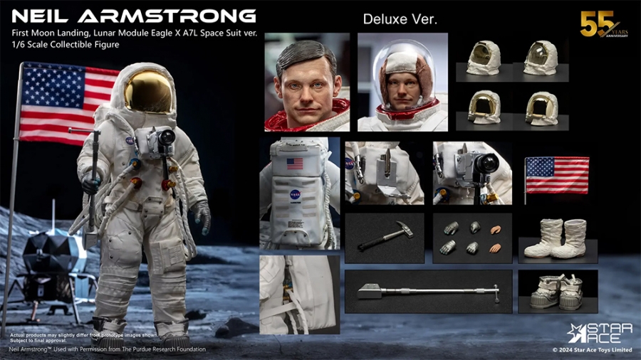 Neil Armstrong Apollo 11 First Moon Landing Deluxe 1/6 Scale Figure by Star Ace - Click Image to Close