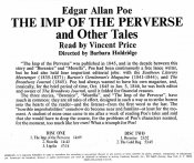Imp of the Perverse and Other Edgar Allan Poe Tales Read by Vincent Price 2 CD SET