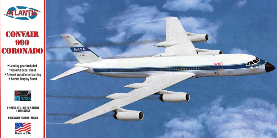 NASA Convair 990 Coronado 1/135 Scale Model Kit by Atlantis - Click Image to Close