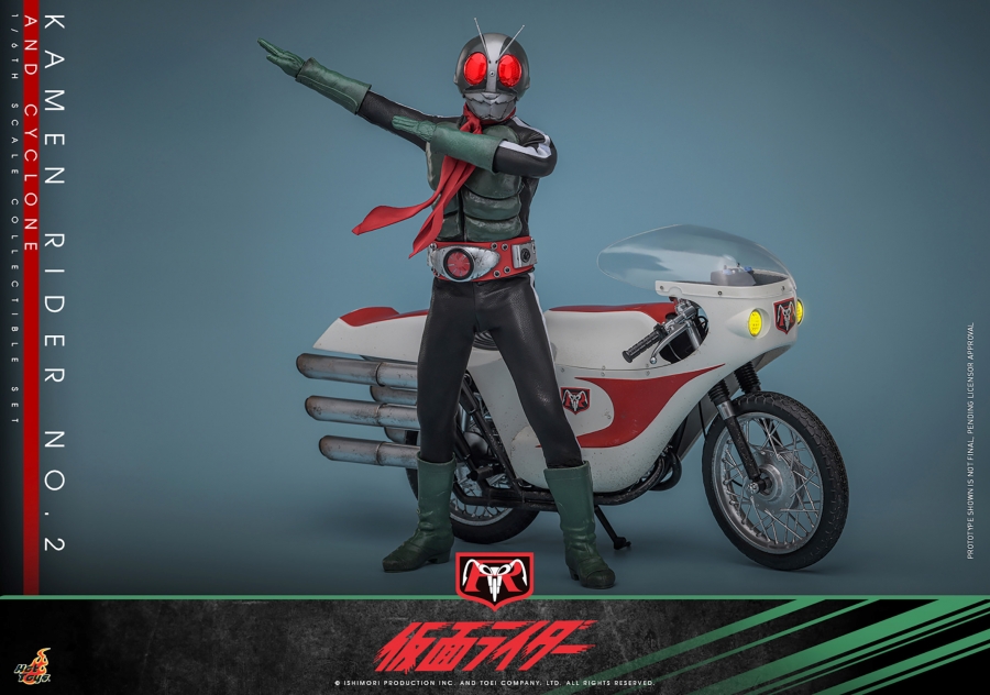 Kamen Rider No. 2 with Cyclone Motorcycle 1/6 Scale Figure Set by Hot Toys - Click Image to Close