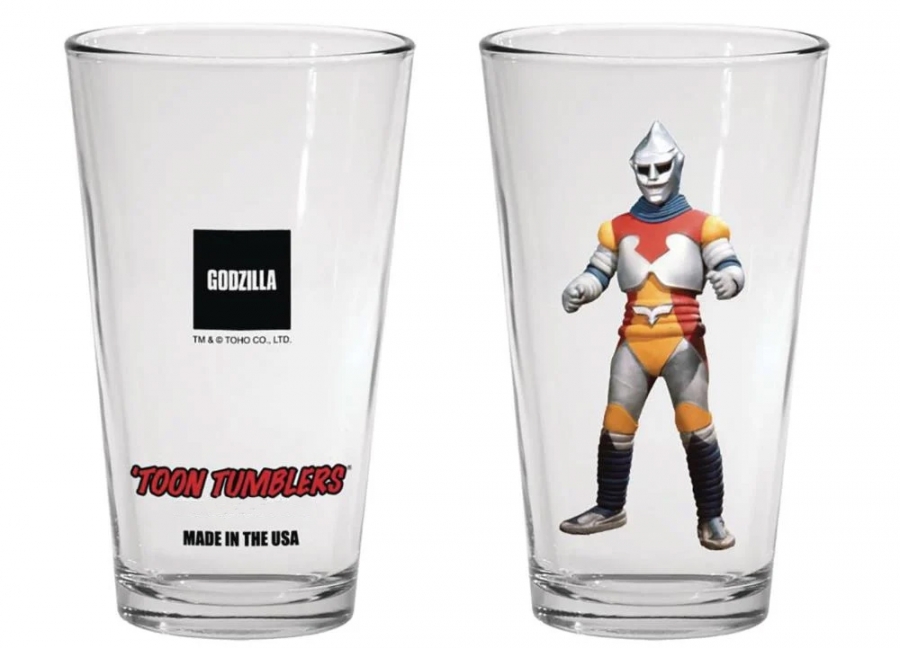 Godzilla Jet Jaguar Toon Tumbler Pint Glass - Click Image to Close