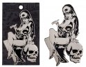 Elvira Silver Comic Skull Enamel Pin