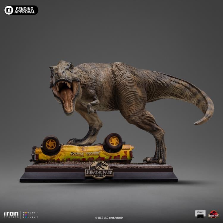 Jurassic Park Icons T-Rex Attack Statue By Iron Studios - Click Image to Close