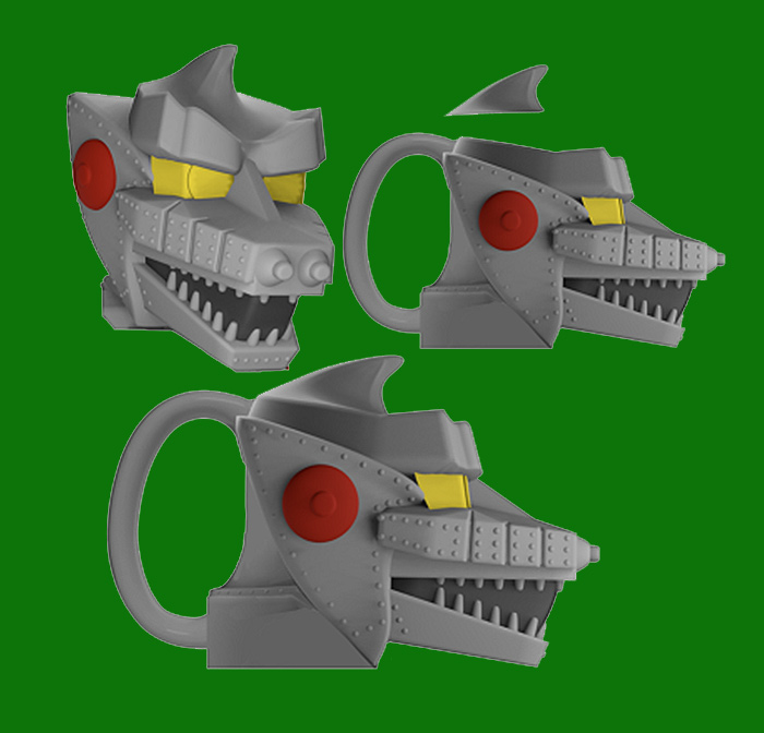 Godzilla Mechagodzilla Ceramic Molded Coffee Mug with Lid - Click Image to Close