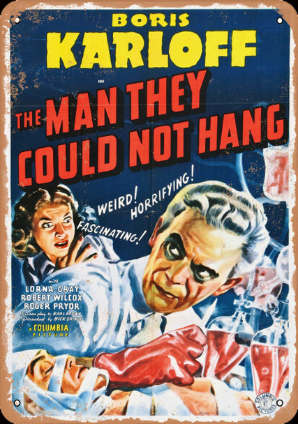 Man They Could Not Hang 1939 11" X 14" Metal Sign Boris Karlloff - Click Image to Close