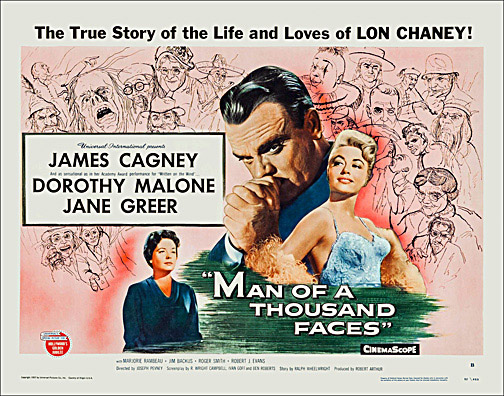 Man of a Thousand Faces 1957 Half Sheet Reproduction Poster Lon Chaney - Click Image to Close