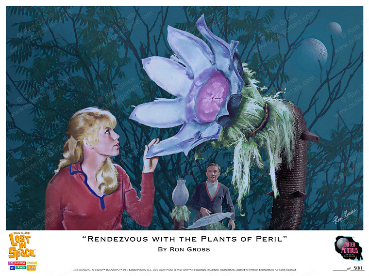 Lost In Space Rendezvous With the Plants of Peril Poster by Ron Gross - Click Image to Close