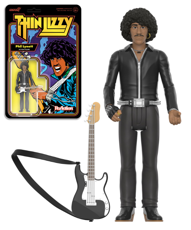 Thin Lizzy Phil Lynott 3.75 Inch Retro Action Figure ReAction (BLACK LEATHER) - Click Image to Close