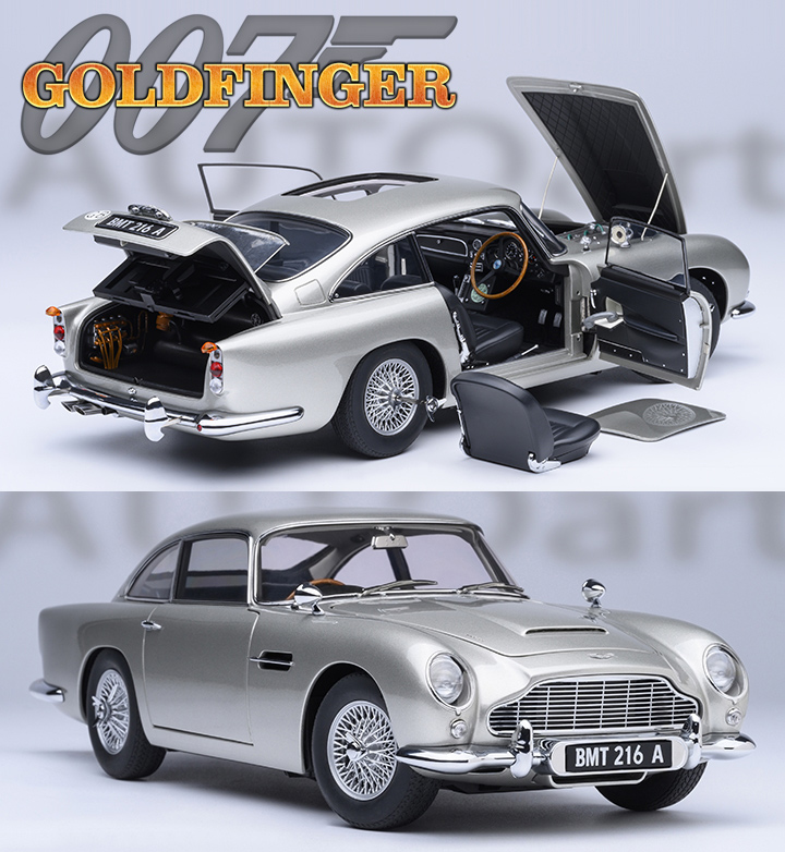 James Bond Goldfinger Aston Martin DB5 1/18 Scale Diecast Replica (BEST VERSION EVER) - Click Image to Close