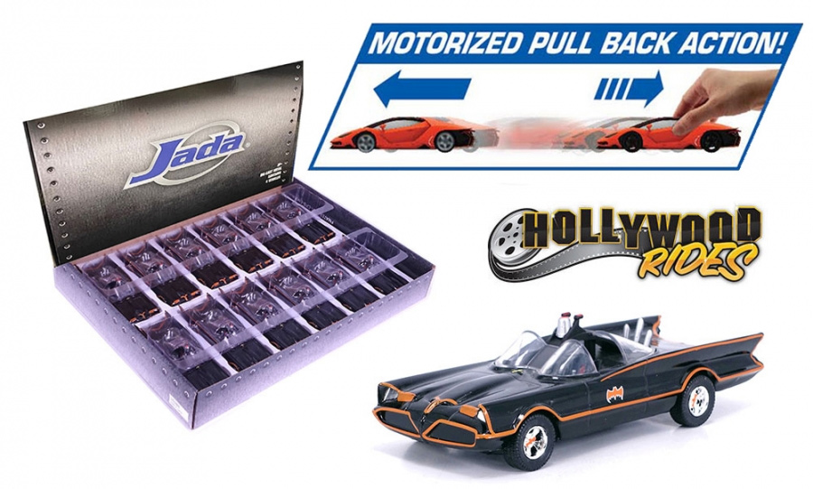 Batman 1966 Batmobile 1/32 Scale Replica Full Case of 12 Pull-Back Vehicles with Display Box - Click Image to Close