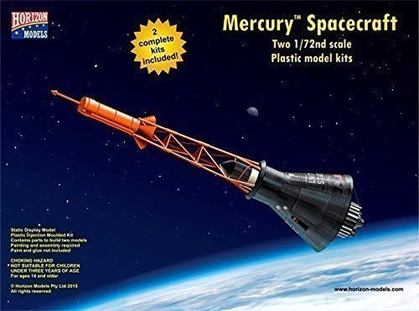 Mercury Space Capsule 1/72 Scale Model Kit (Set of 2) Horizon Models - Click Image to Close