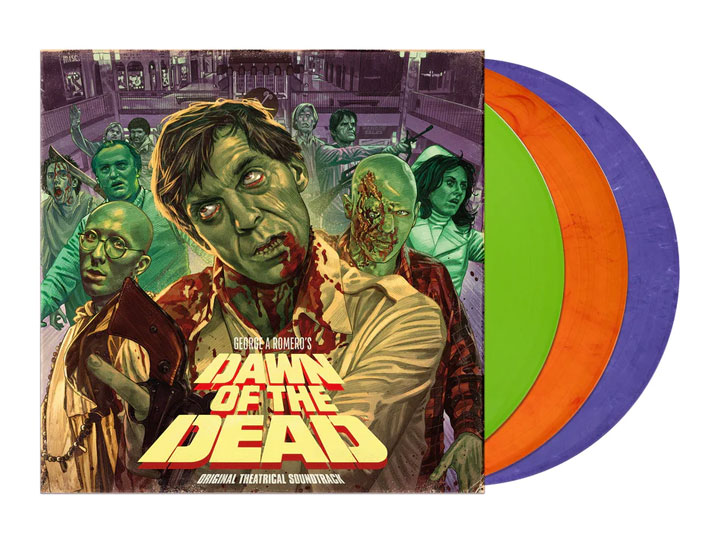 Dawn of the Dead (1978) Soundtrack Incidental Music De Wolfe Library Cues Colored Vinyl 3xLP - Click Image to Close